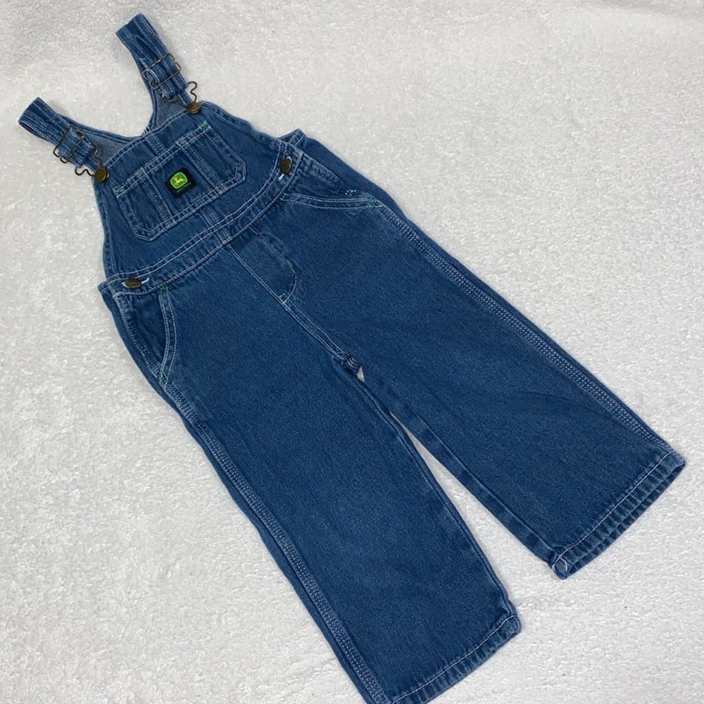 John Deere blue Jean denim overalls size 3t
